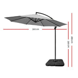 Umbrella 3M Shade Umbrella with Base Big 50x50 cm Outdoor Umbrella Shade UV  in Grey