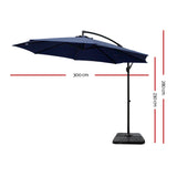 Umbrella 3M Shade Umbrella with Base big 50x50 Outdoor Umbrella Shade UV  in Navy