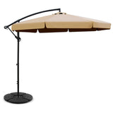Outdoor Umbrellas Shade 3M Umbrella with 48x48cm Base Outdoor Shade Beige