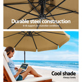 Outdoor Umbrellas Shade 3M Umbrella with 48x48cm Base Outdoor Shade Beige
