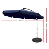 Umbrella 3M Shade Umbrella with Base Outdoor Umbrella Shade UV in Navy