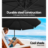 Umbrella 3M Shade Umbrella with Base Big 50X50 CM Outdoor Umbrella Shade UV Black