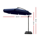 Umbrella 3M Shade Umbrella with Base Big 50x50 cm Outdoor Umbrella Shade UV  in the Navy