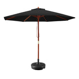Umbrella 2.7M Umbrella with Base Outdoor Pole Umbrellas Garden Stand Deck Black