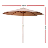 Umbrella 3M Outdoor Pole Umbrella Cantilever Stand Garden Umbrellas Patio Beige