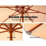 Umbrella 3M Outdoor Pole Umbrella Cantilever Stand Garden Umbrellas Patio Beige