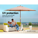 Umbrella 3M Outdoor Pole Umbrella Cantilever Stand Garden Umbrellas Patio Beige
