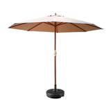 Umbrella Outdoor Umbrella Pole Umbrellas 3M with Base Garden Stand Deck Beige