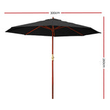 Umbrella 3M Outdoor Pole Umbrella Cantilever Stand Garden Umbrellas Patio Black