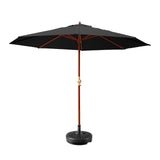 Umbrella 3M Umbrella with Base Outdoor Pole Umbrellas Garden Stand Deck Black