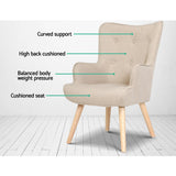 Chair and foot stool Set Lounge Armchair Chair Fabric Sofa Accent Chairs and Ottoman Beige
