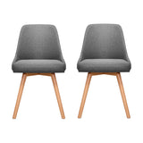Chairs Set x 2 in Grey  Dining Chairs as set of two Wooden Timber Chair Kitchen Fabric Grey