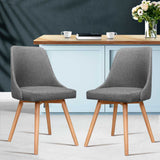 Chairs Set x 2 in Grey  Dining Chairs as set of two Wooden Timber Chair Kitchen Fabric Grey