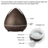 Diffuser with 3 oils Air Humidifier Purify 400ML  Dark Wood Use with Essential Oils Aromatherapy