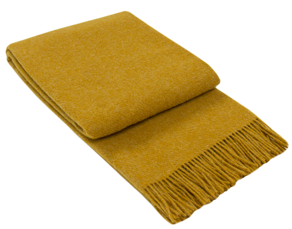 Throw blanket Quality 100% New Zealand wool - Mustard 200 x 140 cm Wool blanket