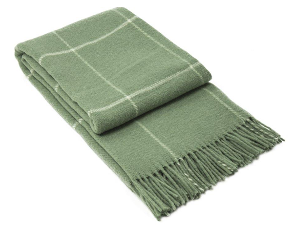 Throw blanket Quality 100% New Zealand wool - Sage Striped 200 x 140 cm Wool Blanket