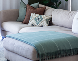 Throw blanket Quality 100% New Zealand wool - Sage Striped 200 x 140 cm Wool Blanket