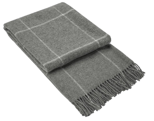 Throw blanket Quality 100% New Zealand wool - Grey Striped 200 x 140 cm Wool Blanket