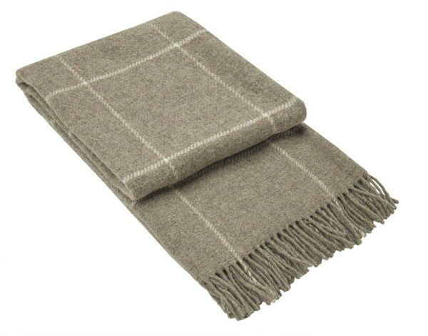 Throw blanket Quality 100% New Zealand wool - Beige Striped 200 x 140 cm Wool blanket