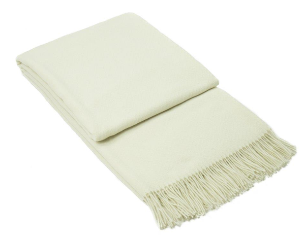 Throw blanket Quality Blend Wool Merino Cashmere - Ivory - 200 x 140 cm - See Details