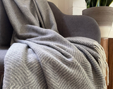 Throw blanket Quality Blend Merino Wool - Light Grey - 200 x 140 cm Wool Blanket- See Details