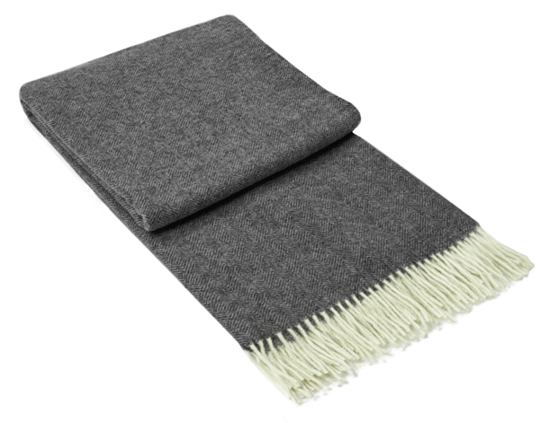 Throw blanket Quality Blend Merino Wool - Dark Grey - 200 x 140 cm Wool Blanket- See Details