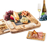 Board Cheese Board Set with 4 Stainless Steel Knife and Thick Wooden tray