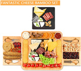Board Cheese Board Set with 4 Stainless Steel Knife and Thick Wooden tray