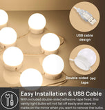 Mirror Lights sets to put on Vanity and make LED Makeup with 3 Color Modes Lights with 10 Dimmable Bulbs (Mirror Not Included)