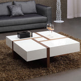 Table Coffee Table Elegant White and Brown smooth, glossy, elegant finish