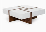 Table Coffee Table Elegant White and Brown smooth, glossy, elegant finish