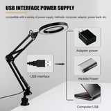 Lamp Desk Table 5 X Magnifying Glass Magnifier Light Clamp Light USB
