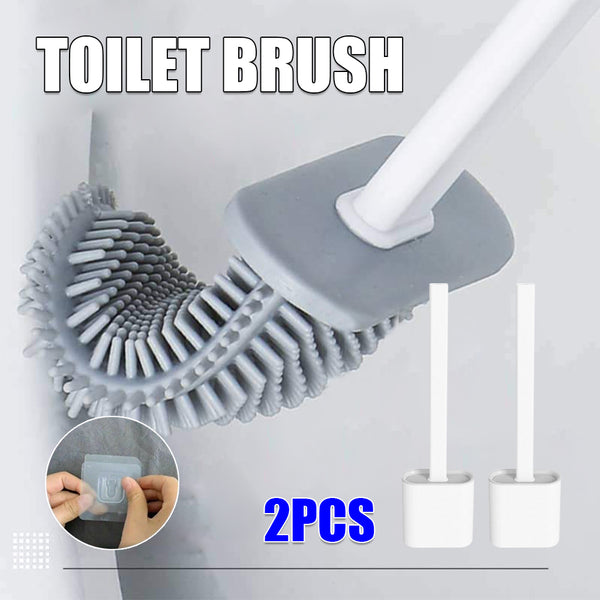 Toilet brush 2 pieces with Silicone Bristles and Holder Easy Cleaning Brush