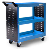 Trolley Cart Storage Three-Tier Metal Rolling Steel Mechanic tool Utility Stand Blue
