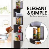 Wall Shelf Display Shelves 5 Tier Corner Dvd Book Storage Rack Floating Mounted - Dark Brown
