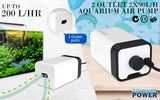Fish Tank bubbles accessory Air Pump Oxygen and two Outlet 180L/H 4W -D/F