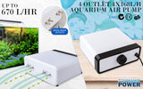 Aquarium Air Pump fish tank Aquarium Oxygen Hydroponic 4 Outlet 670L/H 8W