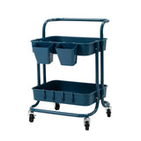 Trolley Cart storage 2 Tier Rack Organiser home or business trolley-blue
