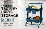 Trolley Cart storage 2 Tier Rack Organiser home or business trolley-blue