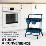 Trolley Cart storage 2 Tier Rack Organiser home or business trolley-blue