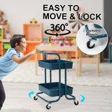 Trolley Cart storage 2 Tier Rack Organiser home or business trolley-blue