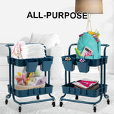 Trolley Cart storage 2 Tier Rack Organiser home or business trolley-blue