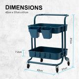 Trolley Cart storage 2 Tier Rack Organiser home or business trolley-blue