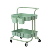 Trolley Cart storage 2 Tier Rack Organiser home or business trolley-green