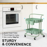 Trolley Cart storage 2 Tier Rack Organiser home or business trolley-green