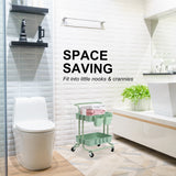 Trolley Cart storage 2 Tier Rack Organiser home or business trolley-green