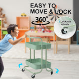 Trolley Cart storage 2 Tier Rack Organiser home or business trolley-green