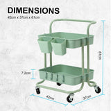 Trolley Cart storage 2 Tier Rack Organiser home or business trolley-green