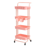 Trolley Cart storage 4 Tier Rack Organiser home or business trolley Pink