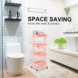 Trolley Cart storage 4 Tier Rack Organiser home or business trolley Pink